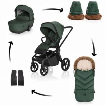 Move Cross 5X babakocsi szett + Fluffy Combi bundazsák + Fluffy 2 kesztyű, Oak Green kép