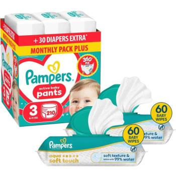 PAMPERS Pants 3 (210 db) + PAMPERS Aqua Soft Touch, 120 db (2× 60 db) kép