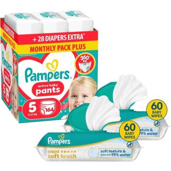 PAMPERS Pants 5 (164 db) + PAMPERS Aqua Soft Touch, 120 db (2× 60 db) kép