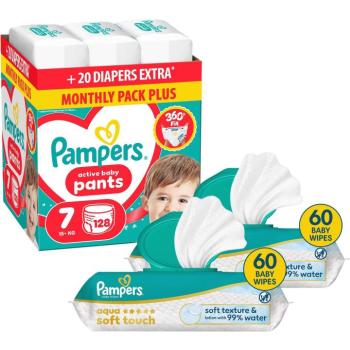 PAMPERS Pants 7 (128 db) + PAMPERS Aqua Soft Touch, 120 db (2× 60 db) kép