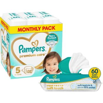 PAMPERS Premium Care 5 (132 db) + PAMPERS Aqua Soft Touch, 60 db kép