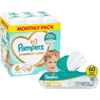 PAMPERS Premium Care 6 (116 db) + PAMPERS Aqua Soft Touch, 60 db kép