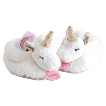 Papucs újszülött részére csörgővel Unicorn Lucie la Licorne Doudou et Compagnie fehér ajándékcsomagolásban 0-6 hó-tól kép