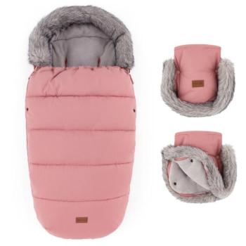 PETITE&MARS Comfy 4 az 1-ben bundazsák szett + Furry Old Rose babakocsi kesztyű kép