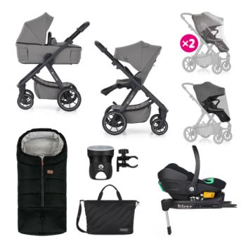 PETITE&MARS Kombinált babakocsi ICON 2in1 Dove Grey XXL RWS + Core Pro i-Size Black Grey kép