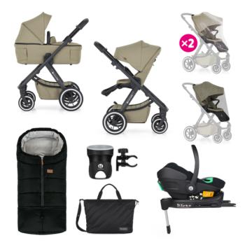 PETITE&MARS Kombinált babakocsi ICON 2in1 Mossy Green XXL AIR + Core Pro i-Size Black Grey kép
