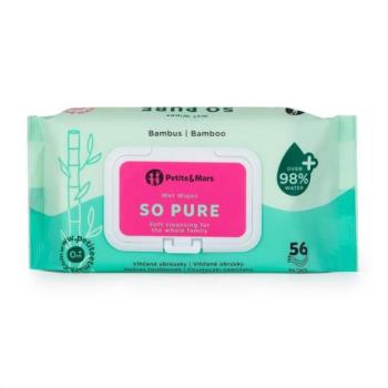PETITE&MARS SO PURE bambusszal megnedvesített törlőkendők, biológiailag lebomló 56 db kép