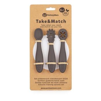 PETITE&MARS Take&Match szilikon tanulókanál készlet, Bitter Cocoa, 6 hó+, 3 db kép