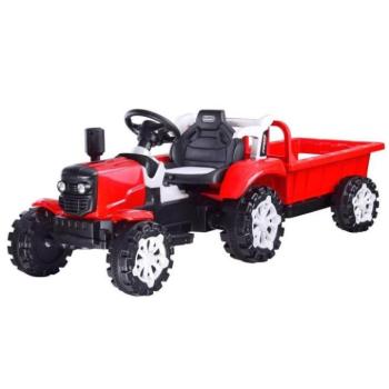 Piros gyerek traktor, pótkocsival