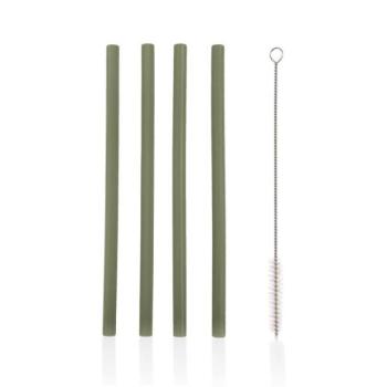 Szilikon szívószálak 4 db, Forest Green kép