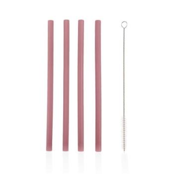 Szilikon szívószálak 4db, Old Pink