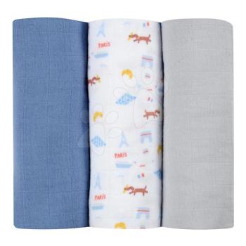 Textil pelenkák pamut muszlinból Cotton Muslin Cloths Beaba Paris 3 darabos csomag 70*70 cm 0 hó-tól kék kép