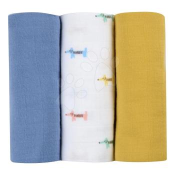 Textil pelenkák pamut muszlinból Cotton Muslin Cloths Beaba Teckel 3 drb-os csomag 70*70 cm 0 hó-tól kékes-bézs kép