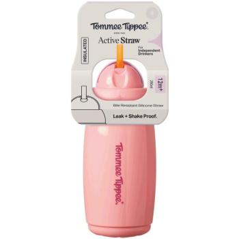 Tommee Tippee Active pohár szívószállal, 266 ml, 12m+, rózsaszín kép