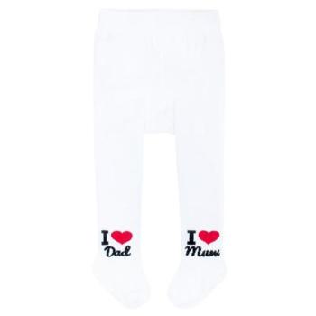Új Baby fehér pamut harisnyanadrág I Love Mum and Dad 80 (9-12m) kép