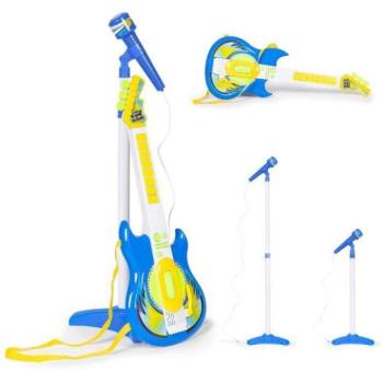 Kék színű gyerek elektromos gitár mikrofonnal kép