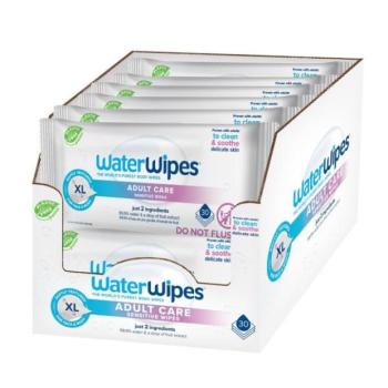 12x WATERWIPES Nedves törlőkendők felnőtteknek műanyag nélkül 30 db (360 db) kép