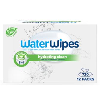 12x WATERWIPES Nedves törlőkendők Hidratáló tisztítás műanyag nélkül 60 db ( 720 db ) kép