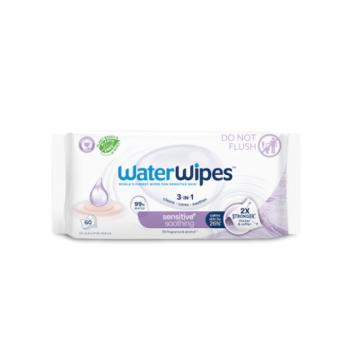 6x WATERWIPES Nyugtató tisztító nedves törlőkendők műanyag nélkül 60 db (360 db) kép