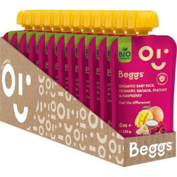 Beggs BIO rizs joghurttal, banánnal, mangóval és málnával gyerekeknek 12×120 g kép
