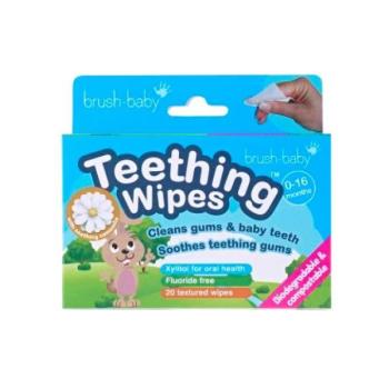 Brush-baby Teething Wipes, fogzási törlőkendők, 0-16 hónap