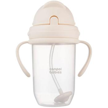 Canpol babies Cseppmentes szívószálas itatópohár nehezékkel, krémszín, 270 ml kép