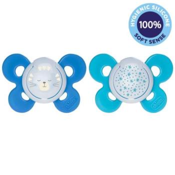 CHICCO Pacifier Physio Comfort szilikon éjszakai fiú - macska / csillagok 2 db, 16-36 m +