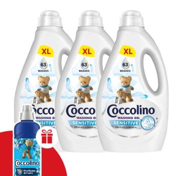Coccolino Sensitive folyékony Mosógél 3x2,52L - 189 mosás + Ajánd... kép