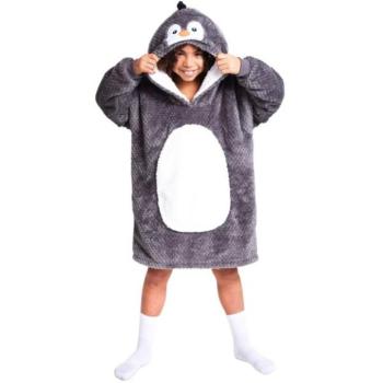 Cozy Noxxiez CH323 Penguin - meleg TV pulóver takaró kapucnival 7-12 éves gyerekeknek kép