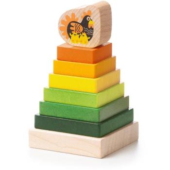 CUBIKA 15276 Színes piramis tyúkkal - fából készült puzzle 8 db kép