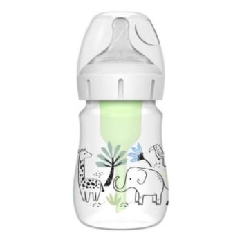 Dr. Brown’s Csecsemő palack Dzsungel options+ Széles nyakú 150 ml Anti-colic – 1 db (WB51008-S kép