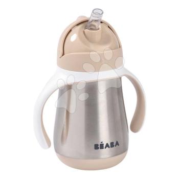 Duplafalú palack Stainless Steel Straw Cup Clay Beaba rozsdamentes acélból 250 ml barna 8 hó kortól kép