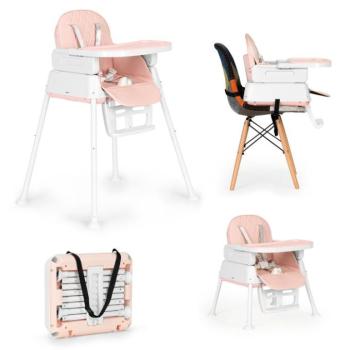 ECOTOYS Összecsukható baba etetőszék 3 az 1-ben - rózsaszín kép