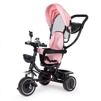 ECOTOYS Tricikli és babakocsi rózsaszín és fekete kép