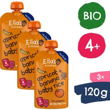 Ella's Kitchen BIO bébirizs, banán és sárgabarack 3× 120 g kép