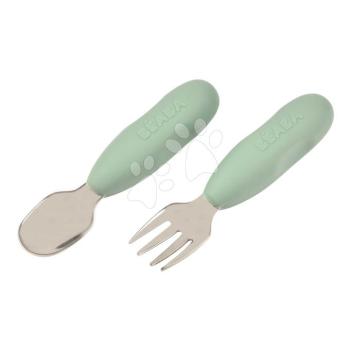 Első gyermek evőeszköz készlet Stainless Steel Pre-Cutlery Sage Green Beaba villa és kanál zöld 10 hó-tól kép