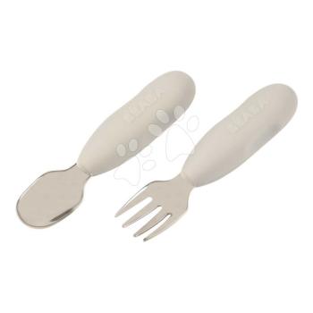 Első gyermek evőeszköz készlet Stainless Steel Pre-Cutlery Velvet Grey Beaba villa és kanál szürke 10 hó-tól kép