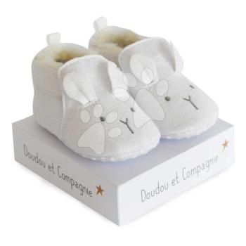 Első papucs újszülött részére Baby Socks White Doudou et Compagnie ajándékcsomagolásban fehér 0-6 hó kép