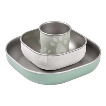 Étkészlet Stainless Steel Meal Set Sage Green Beaba rozsdamentes acélból 3 részes zöld 4 hó-tól kép