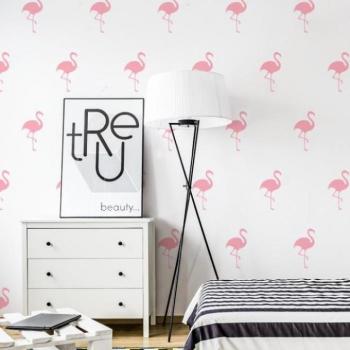 Flamingós matrica készlet, pasztell színekben - 16 db kép
