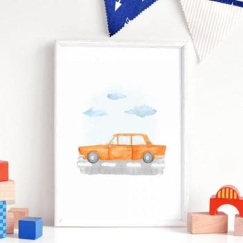 Fiat autó motívumú, gyerekszoba plakát kép