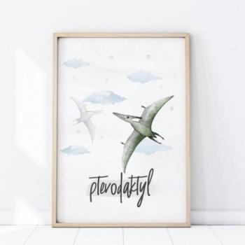 Gyerekszoba plakát, pterodaktyl dínó motívummal kép