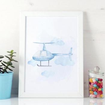 Helikopter motívumú, gyerekszoba plakát kép