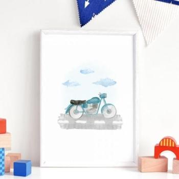 Motor motívumú, gyerekszoba plakát kép