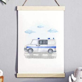Rendőrautó motívumú, gyerekszoba plakát kép