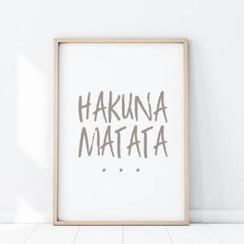 Szafari témájú, fali poszter, Hakuna Matata felirattal kép