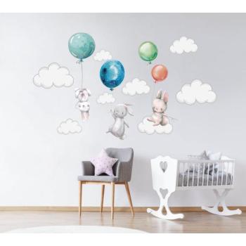 Falmatrica Nyuszik színes lufikkal 76 x 200 cm kép