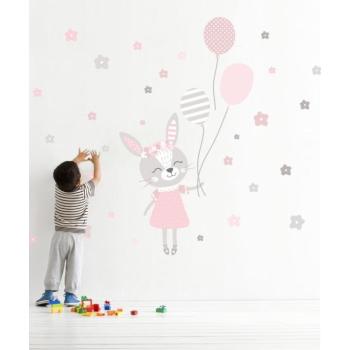 Falmatrica Rózsaszín nyuszi lufikkal 92 x 55 cm kép