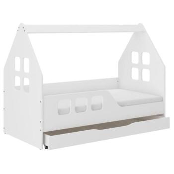 Fehér gyerekágy-házikó fiókkal - 160x80 L kép