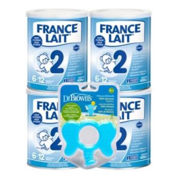 France Lait 2 vassal + DHA 6-12 hónap 4x400g + Dr. Brown’s Rágóka Flexees Friends kép